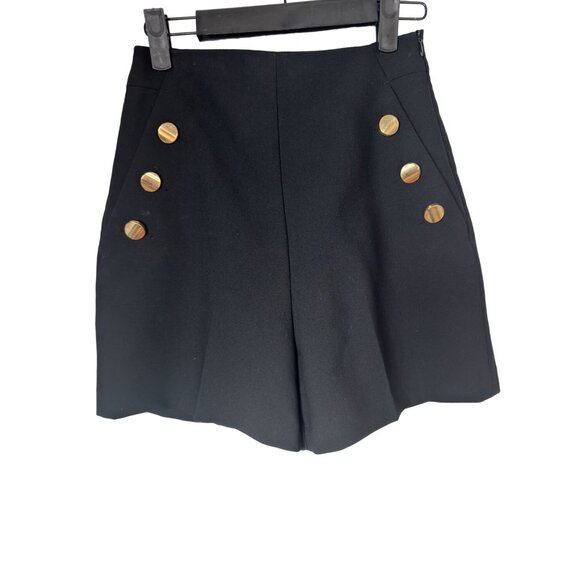 Zara Pants - NWT Zara Black Dress Shorts XS Gold Button Accents
